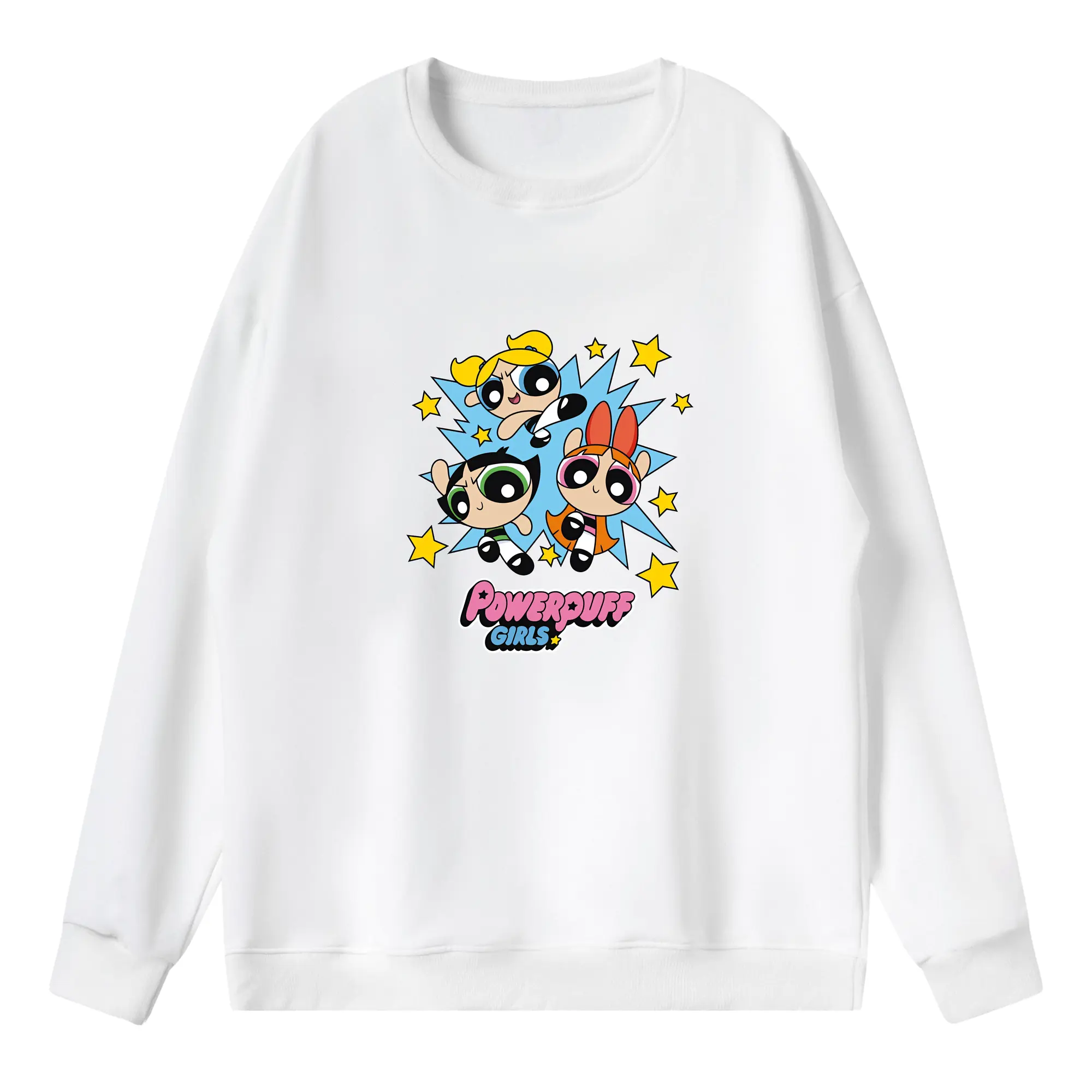 パワパフガールズ グッズ ブロッサム - 薄手 クルーネック スウェット 裏毛260g · ポリエステル 春秋向け カジュアル 男女兼用 · トレーナー デイリー スポーツ 散歩に最適