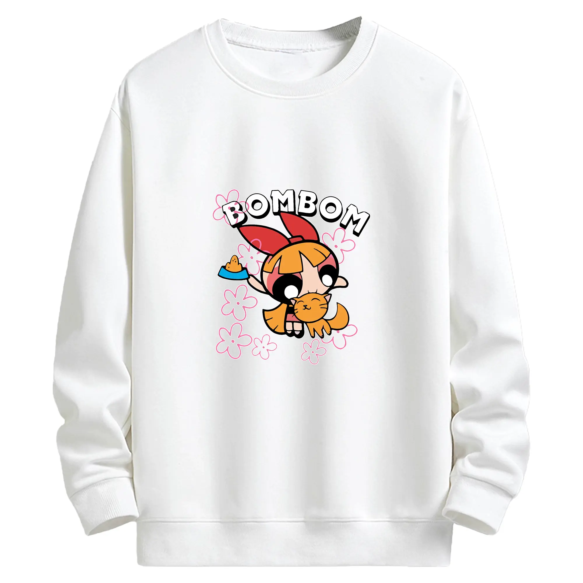 パワパフガールズ グッズ ブロッサム - キッズ クルーネックスウェットシャツ ・ フロントプリント ・ 綿80％ ポリエステル20％ ・ 快適 通学 スポーツ 日常使い お散歩用