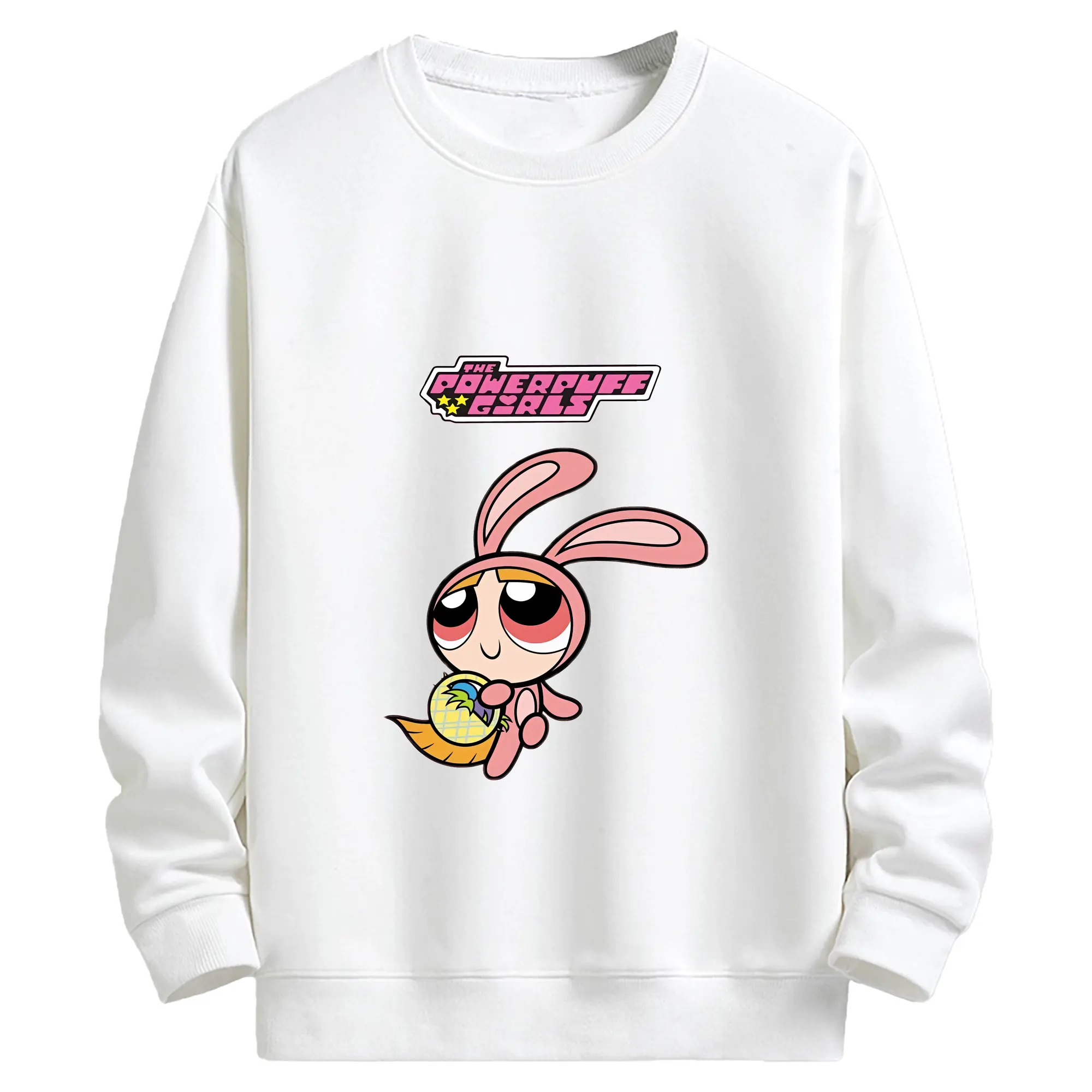 パワパフガールズ グッズ ブロッサム - キッズ クルーネックスウェットシャツ ・ フロントプリント ・ 綿80％ ポリエステル20％ ・ 快適 通学 スポーツ 日常使い お散歩用