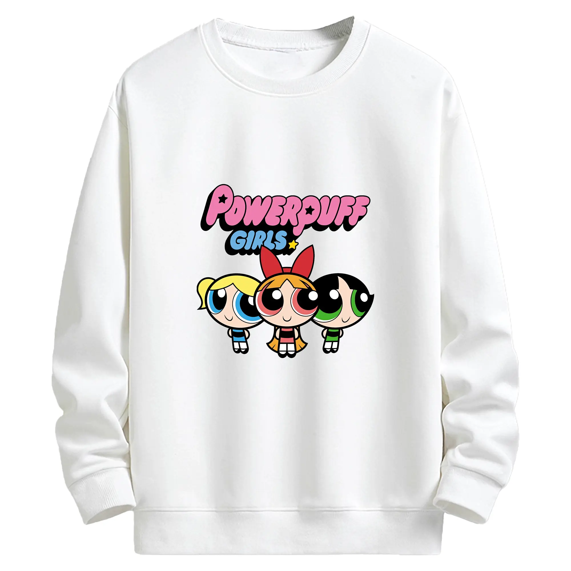 パワパフガールズ グッズ ブロッサム - キッズ クルーネックスウェットシャツ ・ フロントプリント ・ 綿80％ ポリエステル20％ ・ 快適 通学 スポーツ 日常使い お散歩用