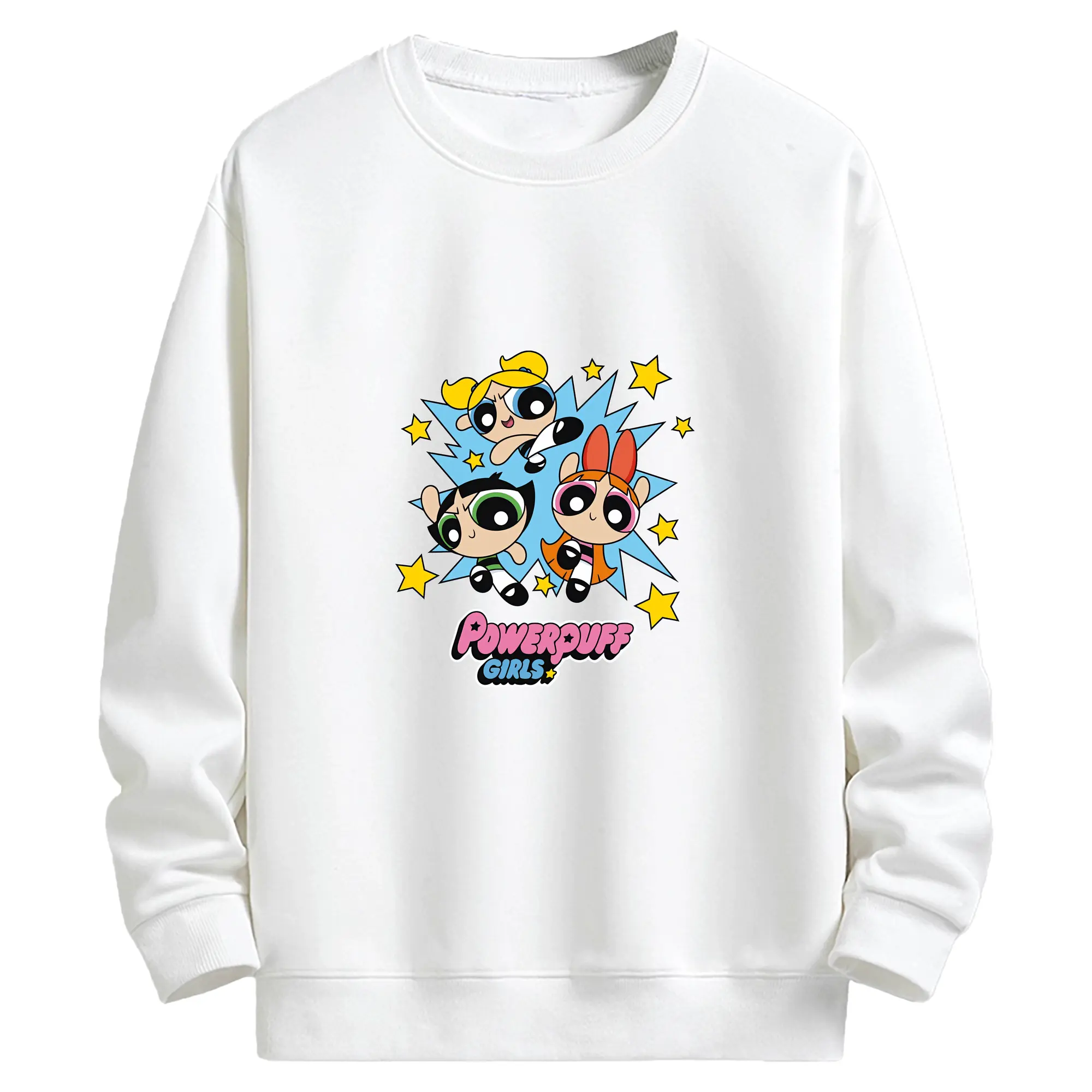パワパフガールズ グッズ ブロッサム - キッズ クルーネックスウェットシャツ ・ フロントプリント ・ 綿80％ ポリエステル20％ ・ 快適 通学 スポーツ 日常使い お散歩用