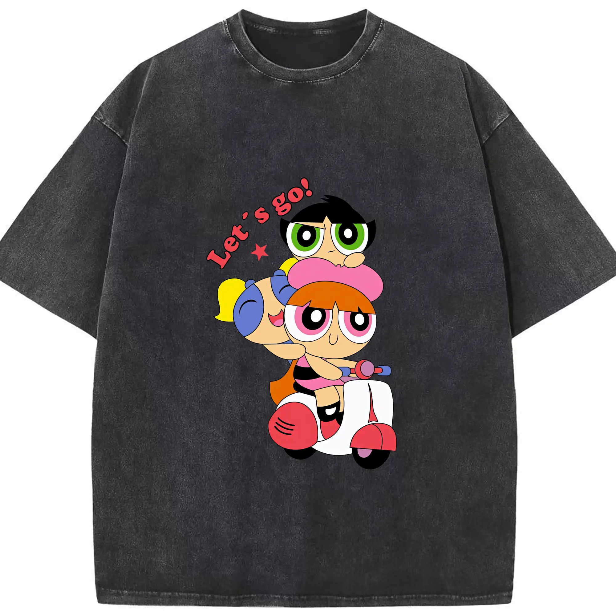 パワパフガールズ グッズ ブロッサム - 綿100％ ヴィンテージ風 半袖Tシャツ ・ フロントプリント ・ 柔らか肌触り ・ 通気性 快適 ・ スポーツ カジュアル 外出用