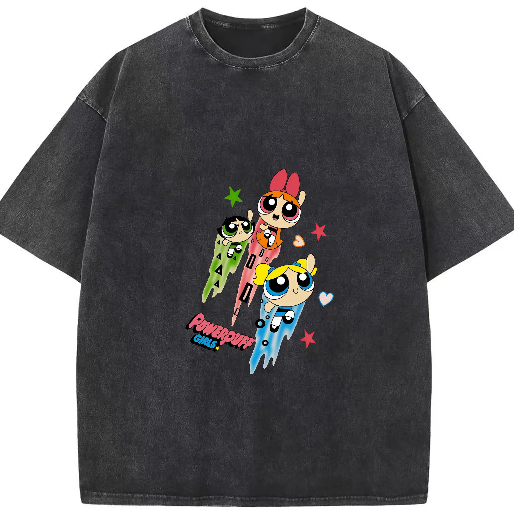 パワパフガールズ グッズ ブロッサム - 綿100％ ヴィンテージ風 半袖Tシャツ ・ フロントプリント ・ 柔らか肌触り ・ 通気性 快適 ・ スポーツ カジュアル 外出用