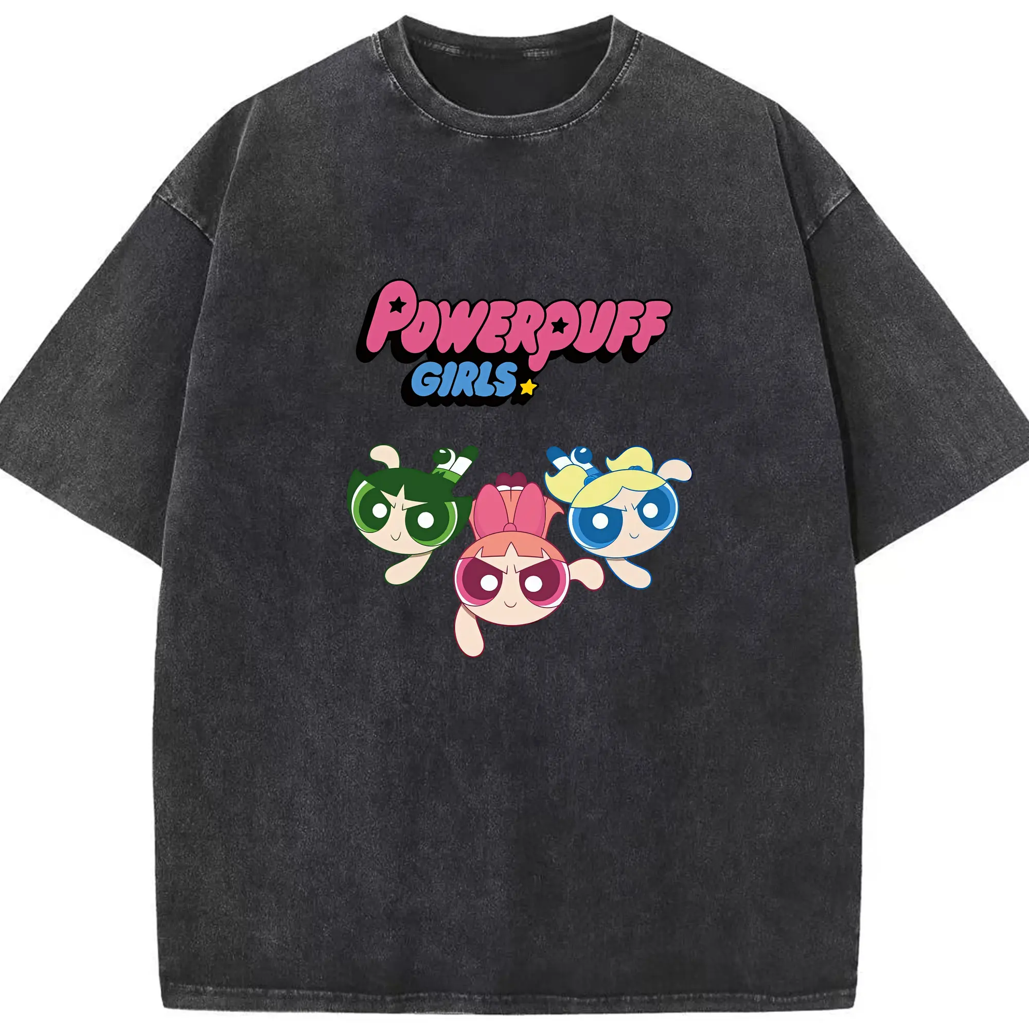 パワパフガールズ グッズ ブロッサム - 綿100％ ヴィンテージ風 半袖Tシャツ ・ フロントプリント ・ 柔らか肌触り ・ 通気性 快適 ・ スポーツ カジュアル 外出用