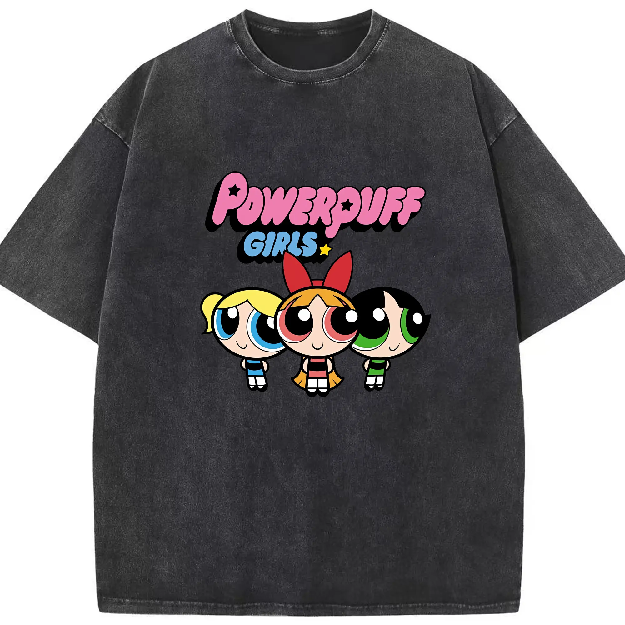 パワパフガールズ グッズ ブロッサム - 綿100％ ヴィンテージ風 半袖Tシャツ ・ フロントプリント ・ 柔らか肌触り ・ 通気性 快適 ・ スポーツ カジュアル 外出用