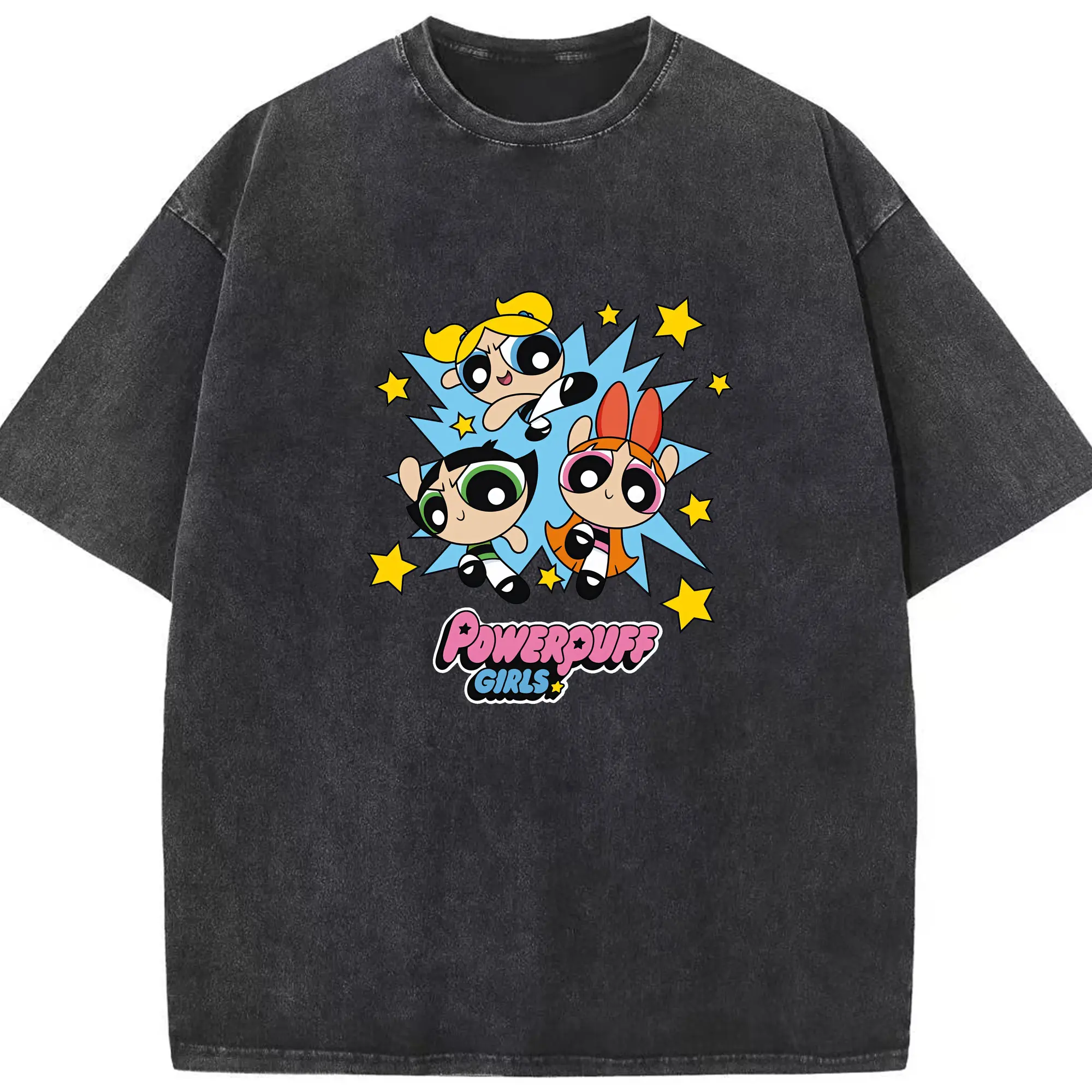 パワパフガールズ グッズ ブロッサム - 綿100％ ヴィンテージ風 半袖Tシャツ ・ フロントプリント ・ 柔らか肌触り ・ 通気性 快適 ・ スポーツ カジュアル 外出用