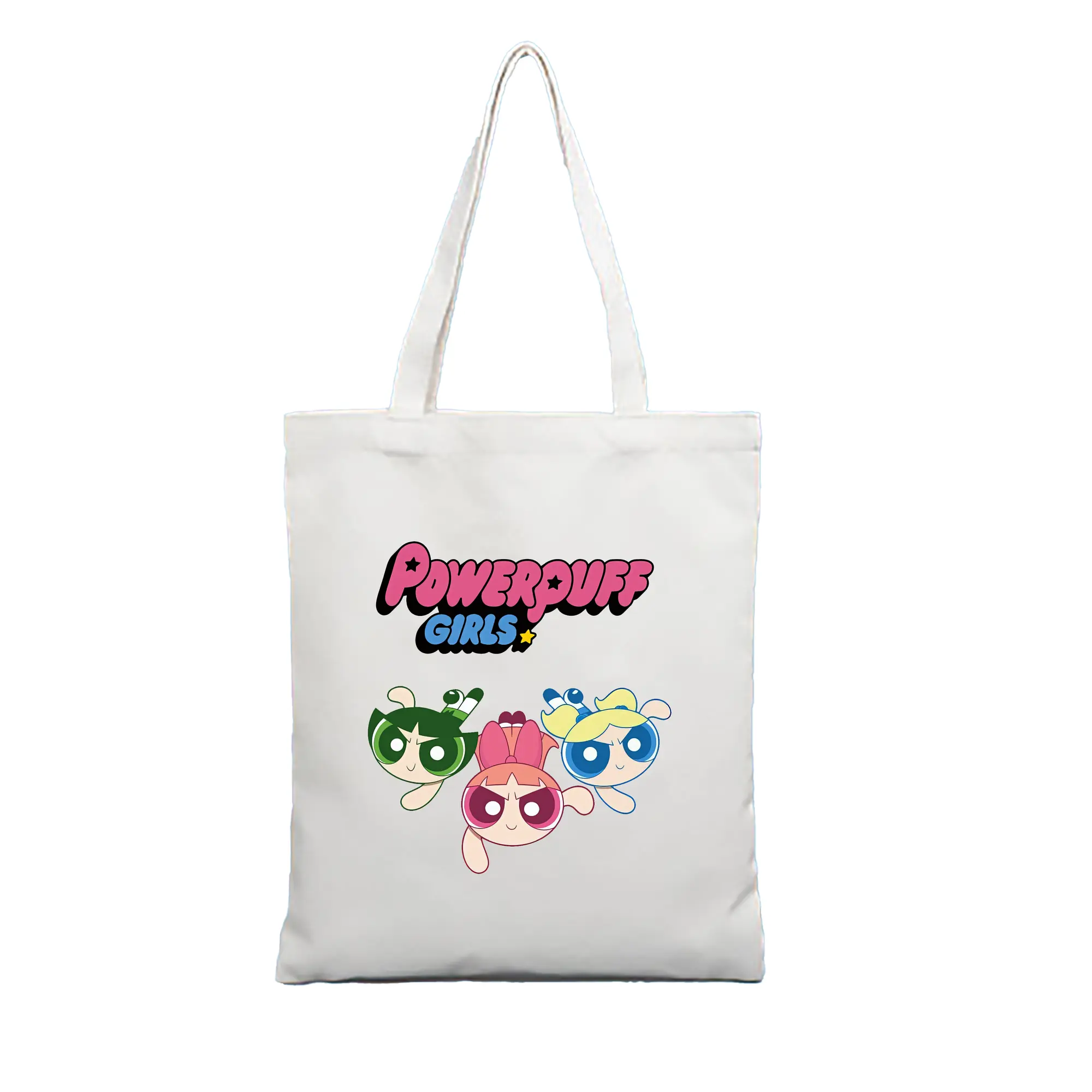 パワパフガールズ グッズ ブロッサム - 縦型キャンバス手提げバッグ（トートバッグ） ・ キャンバス素材 ・ ショッピング用 ・ 軽量 丈夫 お手入れ簡単