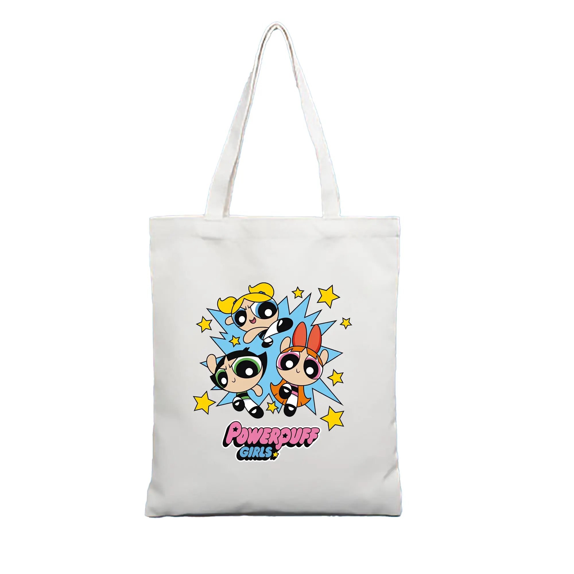 パワパフガールズ グッズ ブロッサム - 縦型キャンバス手提げバッグ（トートバッグ） ・ キャンバス素材 ・ ショッピング用 ・ 軽量 丈夫 お手入れ簡単